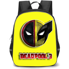 Deadpool & Wolverine Backpack StudentPack - Deadpool Face Metal Logo Sticker Art