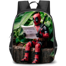 Deadpool & Wolverine Backpack StudentPack - Deadpool Minifigure Reading a Newspaper Raw Shot