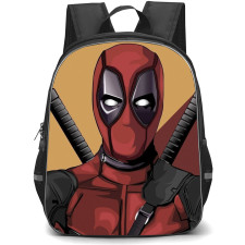 Marvel Deadpool Backpack StudentPack - Deadpool Portrait Red Yellow Background Comic Art