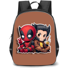 Deadpool & Wolverine Backpack StudentPack - Sitting Back to Back Chibi Sticker Art