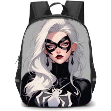 Black Cat Felicia Hardy Backpack StudentPack - Black Cat Felicia Hardy Cartoon Art Portrait Gray Background