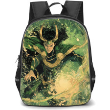 Marvel Loki Backpack StudentPack - Loki Casting Spell Yellow Green Illustration