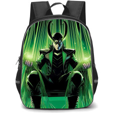 Marvel Loki Backpack StudentPack - Loki Sitting On The Throne Green Illustration