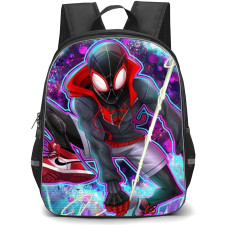 Marvel Spider Man Across The Spider Verse MIles Morales Backpack StudentPack - Spider Miles Morales Swinging Neon Pop Art