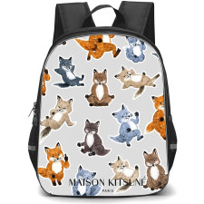 Maison Kitsune Backpack School Bag StudentPack - Maison Kitsune Watercolor Fox Medley Pattern Art Poster
