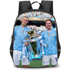 Manchester City F.C. Backpack StudentPack - Erling Haaland And Kevin De Bruyne Holds The Trophy Poster