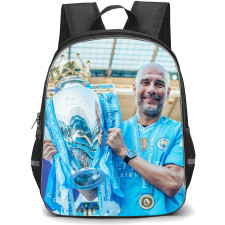 Manchester City F.C. Pep Guardiola Backpack StudentPack - Pep Guardiola Holding The Trophy Poster