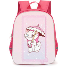 Marie Backpack StudentPack - Marie Holding Umbrella Pink Background