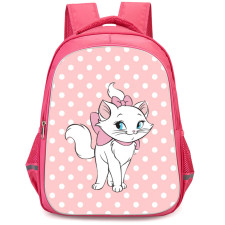 Marie Backpack StudentPack - Marie Standing On White Polka Dot Pink Background