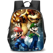 Super Mario Backpack StudentPack - Mario Luigi Bowser Fight Pose Illustration