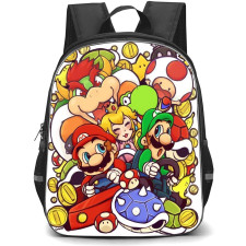 Super Mario Backpack StudentPack - Super Mario Characters Racing Chibi White Background