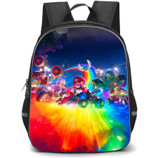 Super Mario Backpack StudentPack - Super Mario Characters Racing Rainbow Road