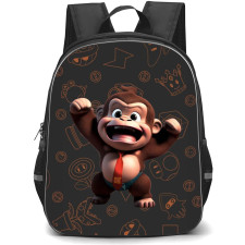 Super Mario Donkey Kong BackPack StudentPack - Donkey Kong Cheerful Chibi Orange Pattern Backgroung