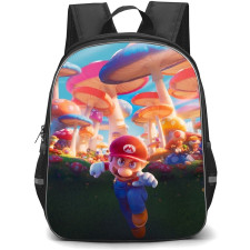 Super Mario Backpack StudentPack - Mario Illustration Colorful Mushroom Background