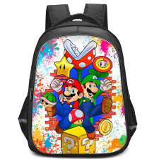 Super Mario Backpack StudentPack - Mario Luigi Illustration Watercolor Background
