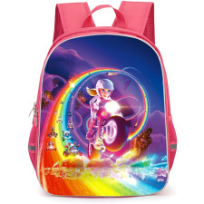 Super Mario Peach Backpack StudentPack - Peach Riding Motorcycle On Rainbow Road