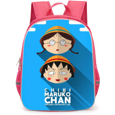 Chibi Maruko Chan Backpack School Bag StudentPack - Momoko Sakura And Tamae Honami Avatar On Blue Background