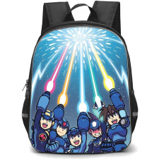 Mega Man Backpack StudentPack - Mega Man Characters Powers Fire Up Cartoon Art