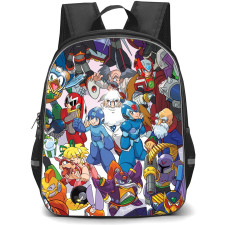 Mega Man Backpack StudentPack - Mega Man Characters Standing Collage Cartoon Art