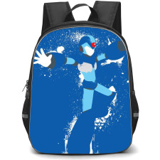 Mega Man Backpack StudentPack - Mega Man X Arms Open Paint Droplets Illustration