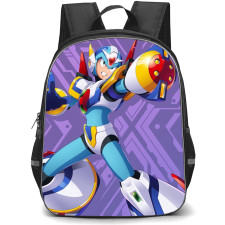 Mega Man Backpack StudentPack - Mega Man X Attacking Pose Purple Background