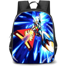 Mega Man Backpack StudentPack - Mega Man X Attacking With Weapon Blue Flares Background