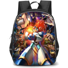 Mega Man Backpack StudentPack - Mega Man X Characters Collage Holding Weapon Cartoon