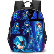 Mega Man Backpack StudentPack - Mega Man X Poses Chibi Cartoon Art