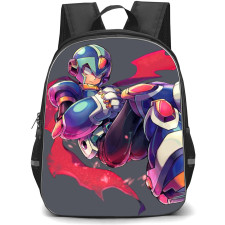 Mega Man Backpack StudentPack - Mega Man X Side Flying Pink Flare Background