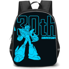 Mega Man Backpack StudentPack - Mega Man Rockman 30th Aqua Blue Cartoon Art