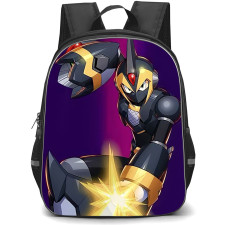 Mega Man Backpack StudentPack - Mega Man Shadow Armor Firing Weapon Violet Background