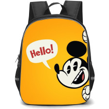 Mickey And Minnie Mickey School Backpack StudentPack - Mickey Hello Yellow Background
