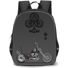 Motorbike Backpack StudentPack - Motorbike Ace of Clubs Chopper Illustration Art