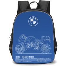 Motorbike BMW Backpack StudentPack - Motorbike BMW R1200S Drawing On Blue Background