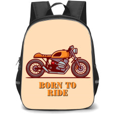 Motorbike Backpack StudentPack - Motorbike Born To Ride Illustration Art on Beige Background