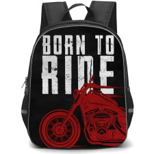 Motorbike Backpack StudentPack - Motorbike Bron To Ride Vintage Design On Black Background