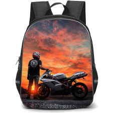 Motorbike Ducati Backpack StudentPack - Motorbike Ducati 848 On Sunset Background