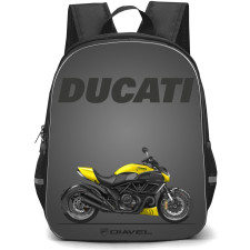 Motorbike Ducati Backpack StudentPack - Motorbike Ducati Diavel Yellow On Gray Background