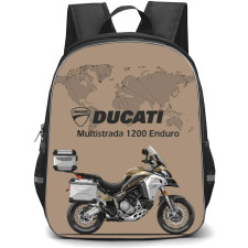 Motorbike Ducati Backpack StudentPack - Motorbike Ducati Multistrada 1200 Enduro On Brown Background