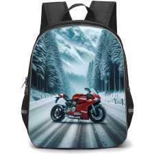 Motorbike Ducati Backpack StudentPack - Motorbike Ducati Panigale On Snow Mountain Background