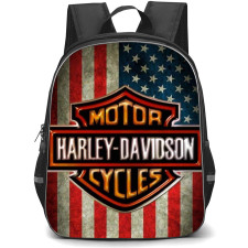 Motorbike Harley Davidson Backpack StudentPack - Motorbike Harley Davidson Amercian Flag Vintage Poster