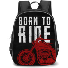 Motorbike Harley Davidson Backpack StudentPack - Motorbike Harley Davidson Born To Ride Illustration On Black Background