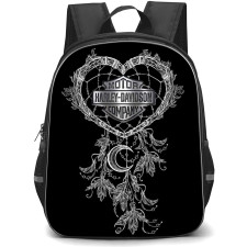 Motorbike Harley Davidson Backpack StudentPack - Motorbike Harley Davidson Dreamcatcher Silver Illustration Art On Black Background