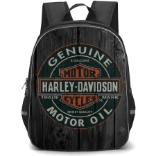 Motorbike Harley Davidson Backpack StudentPack - Motorbike Harley Davidson Genuine Oil Logo On Dark Wood Background