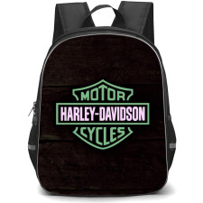 Motorbike Harley Davidson Backpack StudentPack - Motorbike Harley Davidson Green Logo On Dark Background