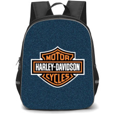 Motorbike Harley Davidson Backpack StudentPack - Motorbike Harley Davidson Logo On Dark Blue Febric Background