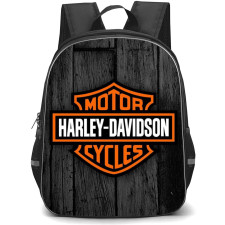 Motorbike Harley Davidson Backpack StudentPack - Motorbike Harley Davidson Logo On Black Wood Background