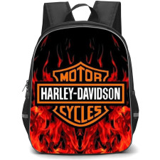 Motorbike Harley Davidson Backpack StudentPack - Motorbike Harley Davidson Logo On Fire Background