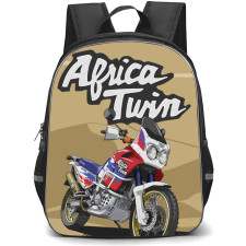 Motorbike Honda Backpack StudentPack - Motorbike Honda Africa Twin 750 Illustration Art On Brown Background