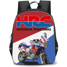 Motorbike Honda Backpack StudentPack - Motorbike Honda Africa Twin from the 90s On Red Blue White Background